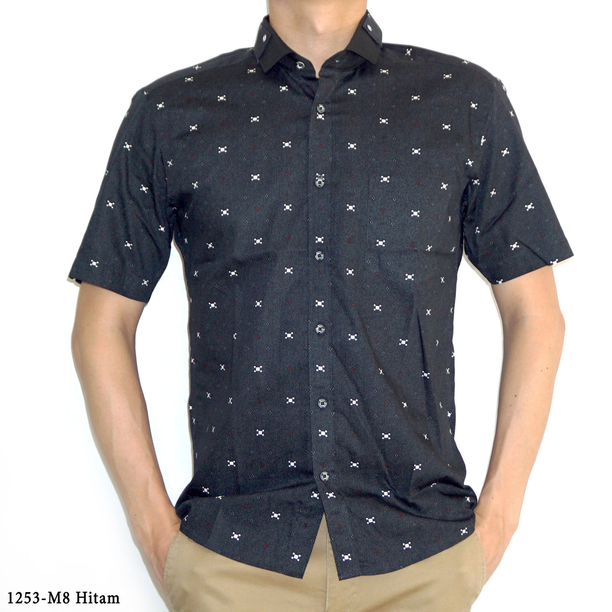 Boss SUPER Kemeja Motif Pria Lengan Pendek Slim Fit 1253