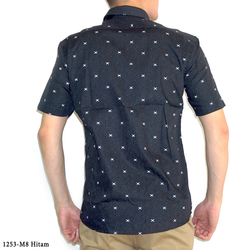 Boss SUPER Kemeja Motif Pria Lengan Pendek Slim Fit 1253