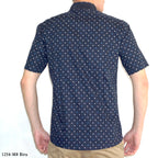 Boss SUPER Men's Printed Short Sleeve Slim Fit Shirt - Brown Blue (1254)