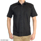 Boss SUPER Men's Printed Short Sleeve Slim Fit Shirt - Brown Blue (1254)