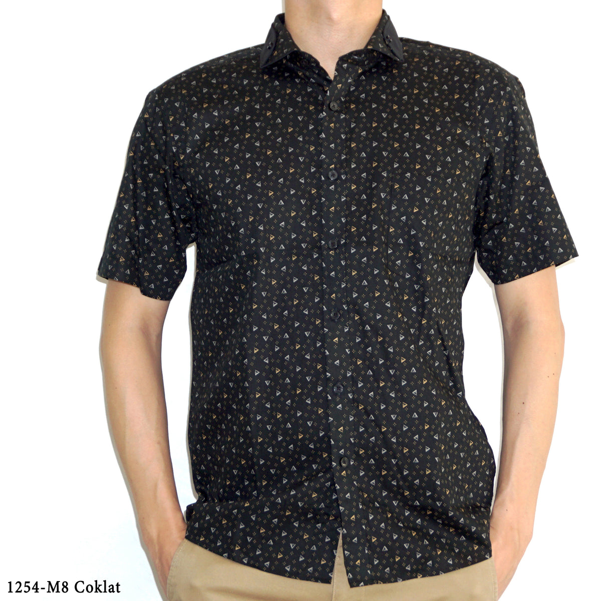 Boss SUPER Kemeja Motif Pria Lengan Pendek Slim Fit 1254