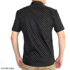 Boss SUPER Men's Printed Short Sleeve Slim Fit Shirt - Brown Blue (1254)