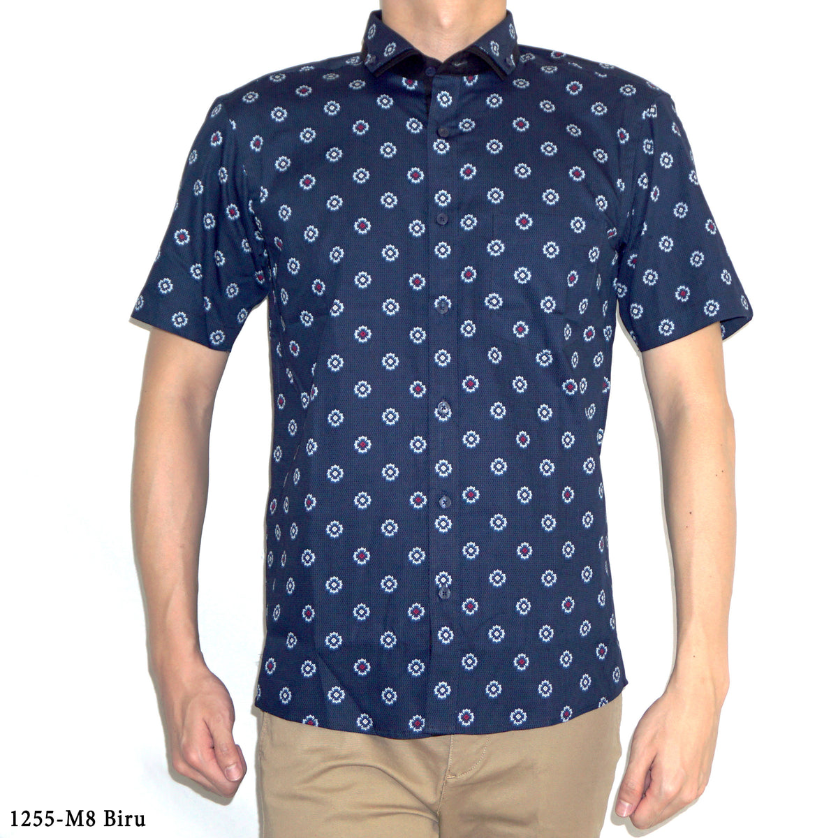 Boss SUPER Kemeja Motif Pria Lengan Pendek Slim Fit 1255