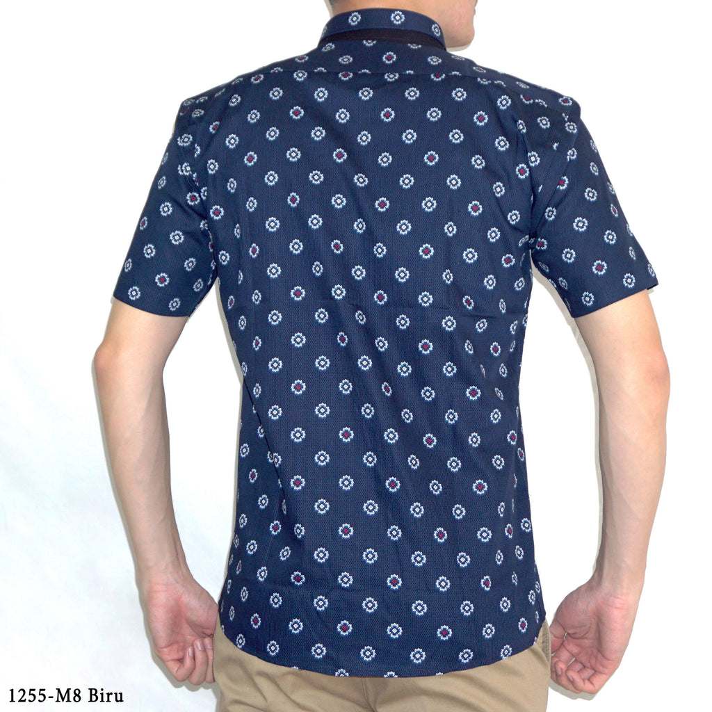 Boss SUPER Kemeja Motif Pria Lengan Pendek Slim Fit 1255