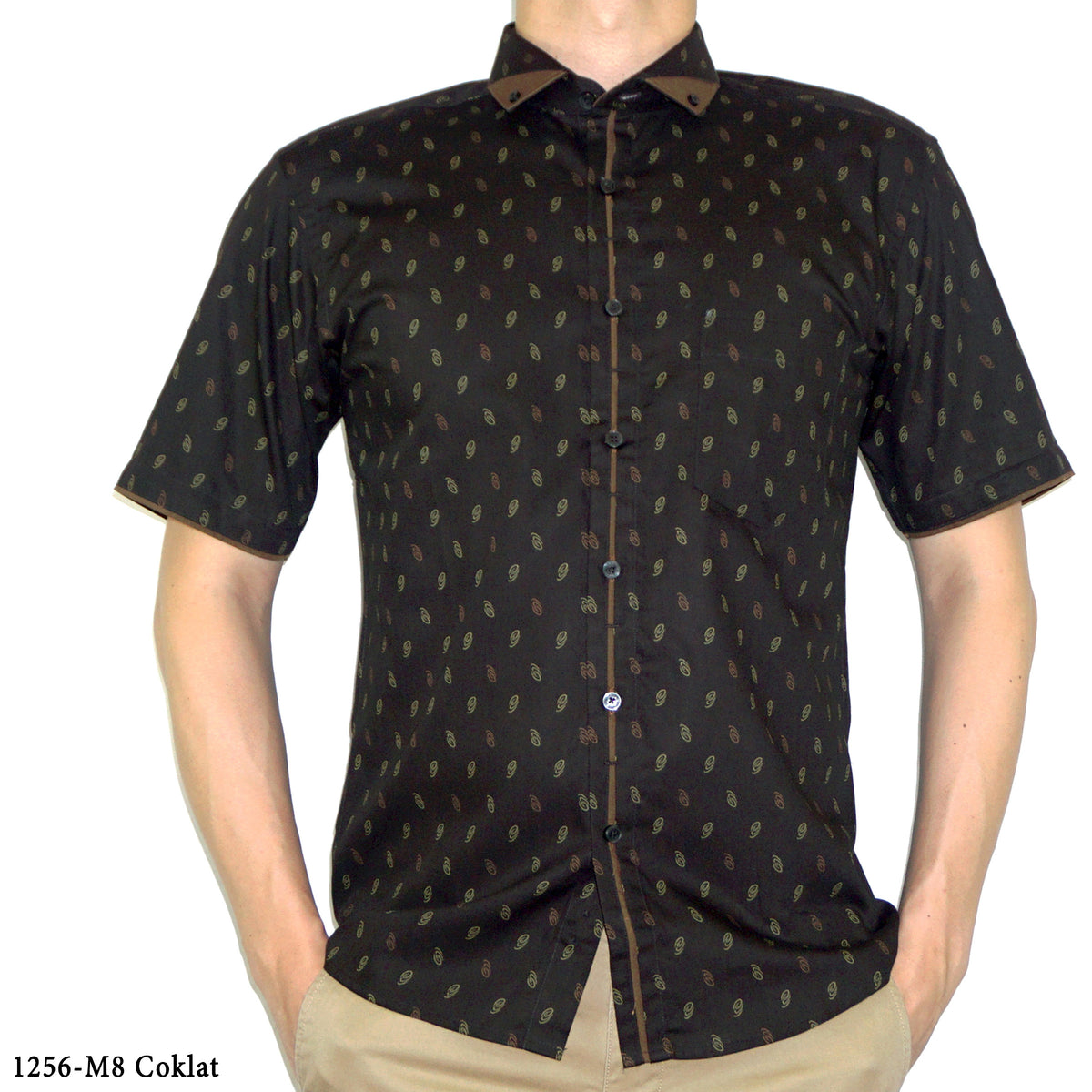 Boss SUPER Kemeja Motif Pria Lengan Pendek Slim Fit 1256