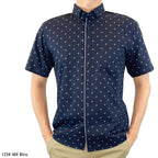 Boss SUPER Kemeja Motif Pria Lengan Pendek Slim Fit 1258 Coklat Biru