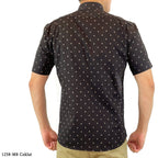 Boss SUPER Kemeja Motif Pria Lengan Pendek Slim Fit 1258 Coklat Biru