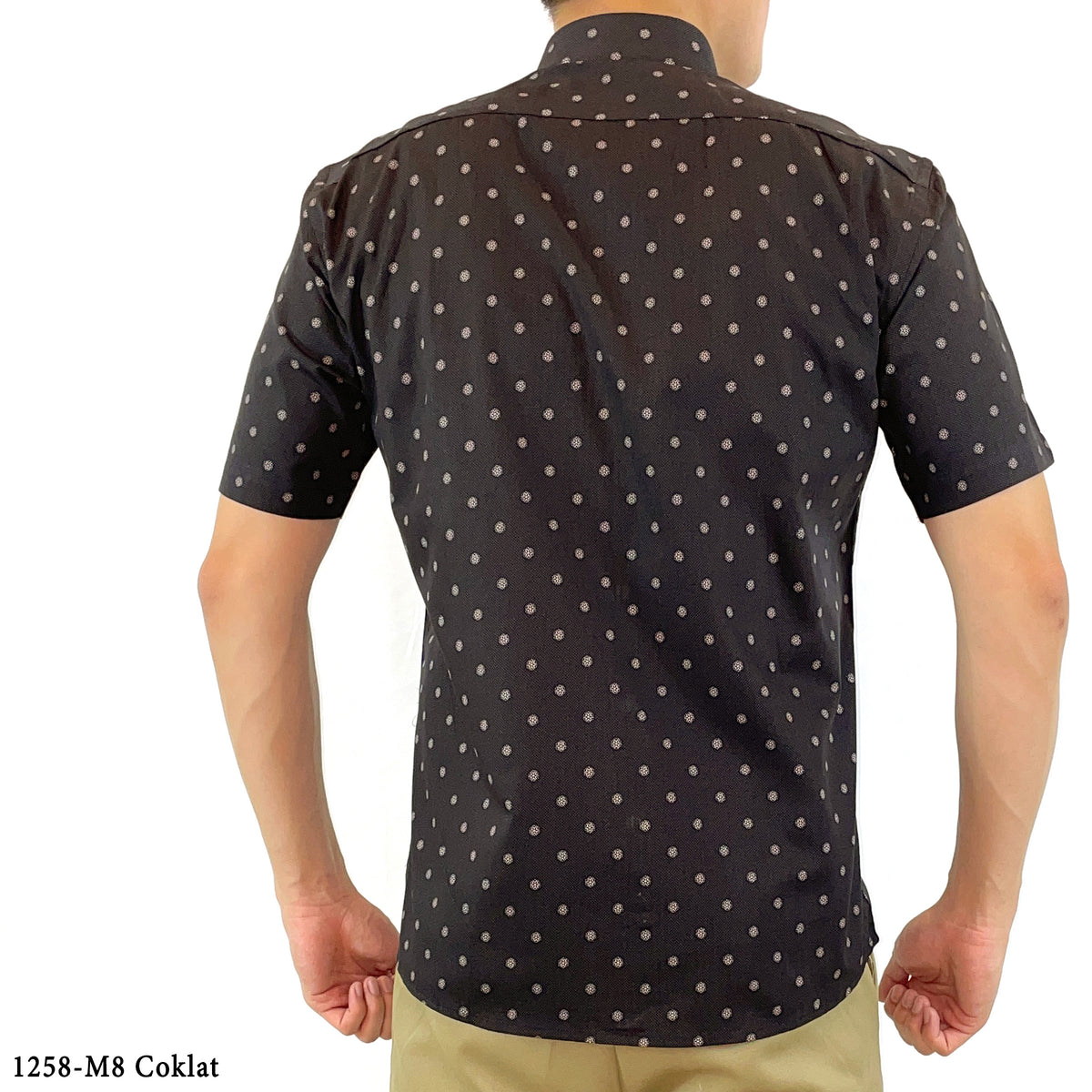 Boss SUPER Kemeja Motif Pria Lengan Pendek Slim Fit 1258 Coklat Biru