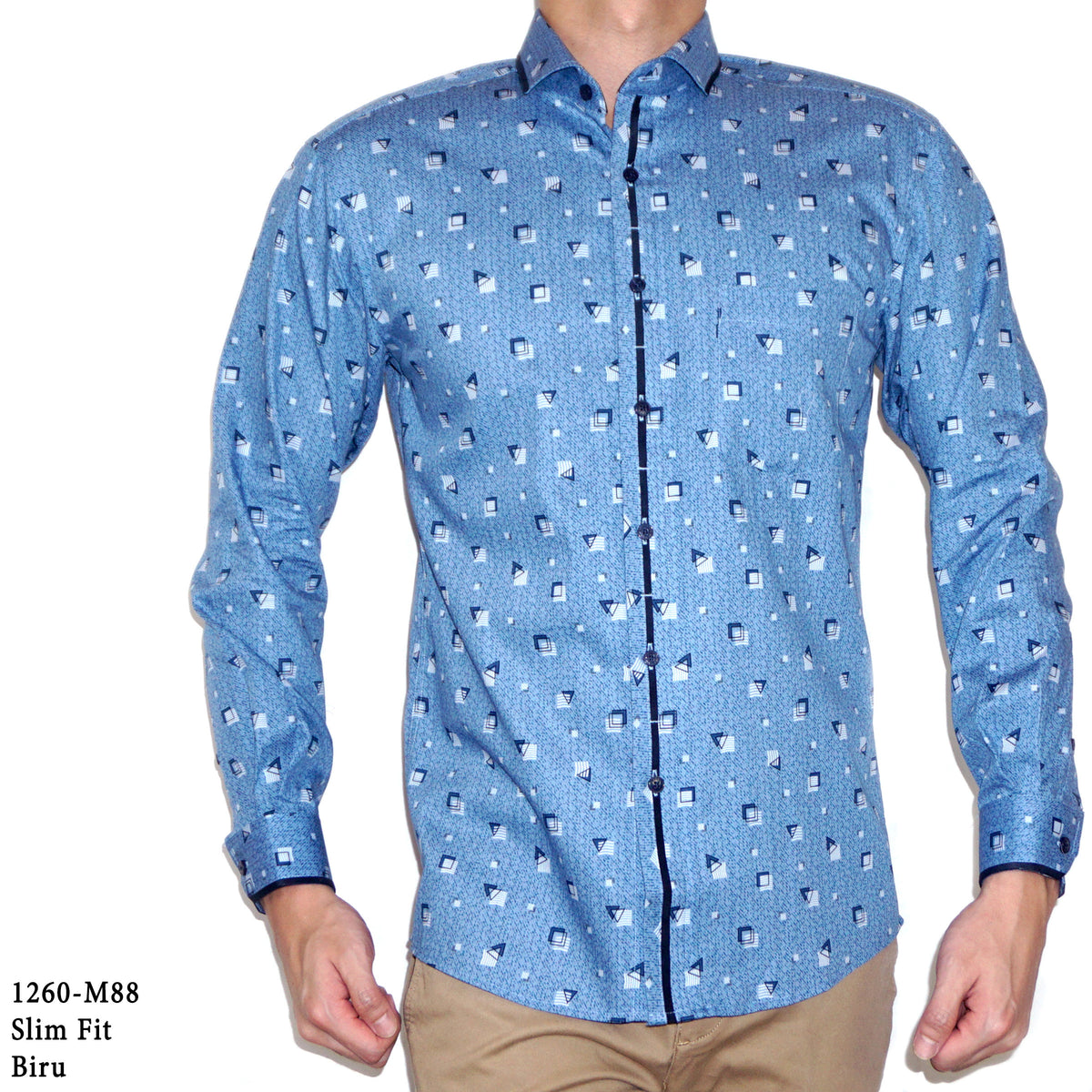 Boss SUPER Kemeja Motif Pria Lengan Panjang Slim Fit 1260