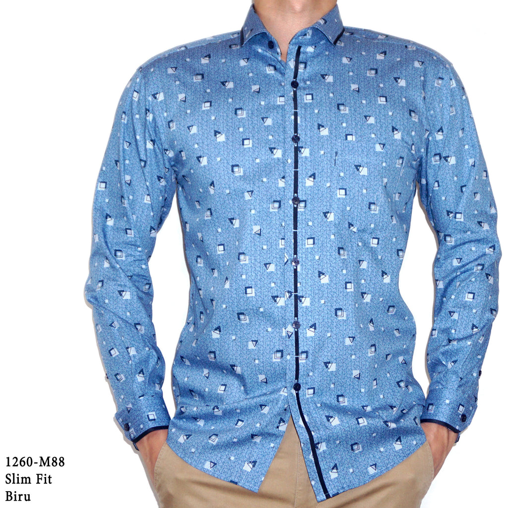 Boss SUPER Kemeja Motif Pria Lengan Panjang Slim Fit 1260