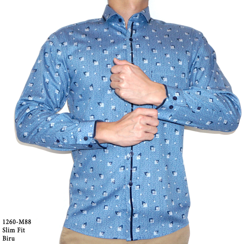 Boss SUPER Kemeja Motif Pria Lengan Panjang Slim Fit 1260