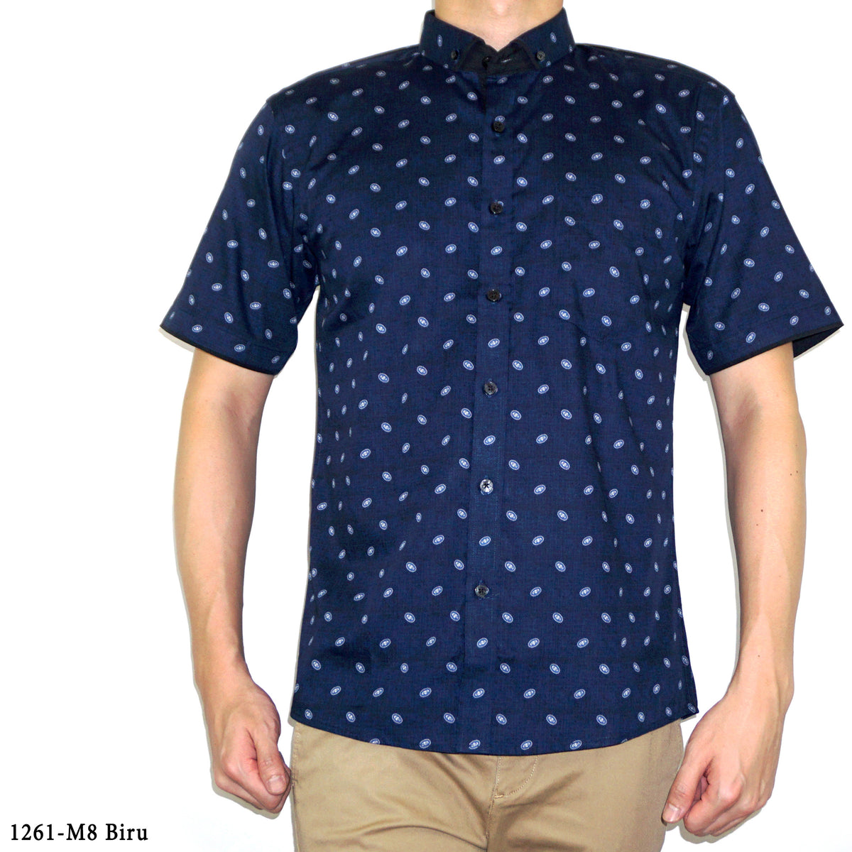 Boss SUPER Kemeja Motif Lengan Pendek Slim Fit 1261 Cokelat Biru
