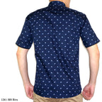 Boss SUPER Kemeja Motif Lengan Pendek Slim Fit 1261 Cokelat Biru