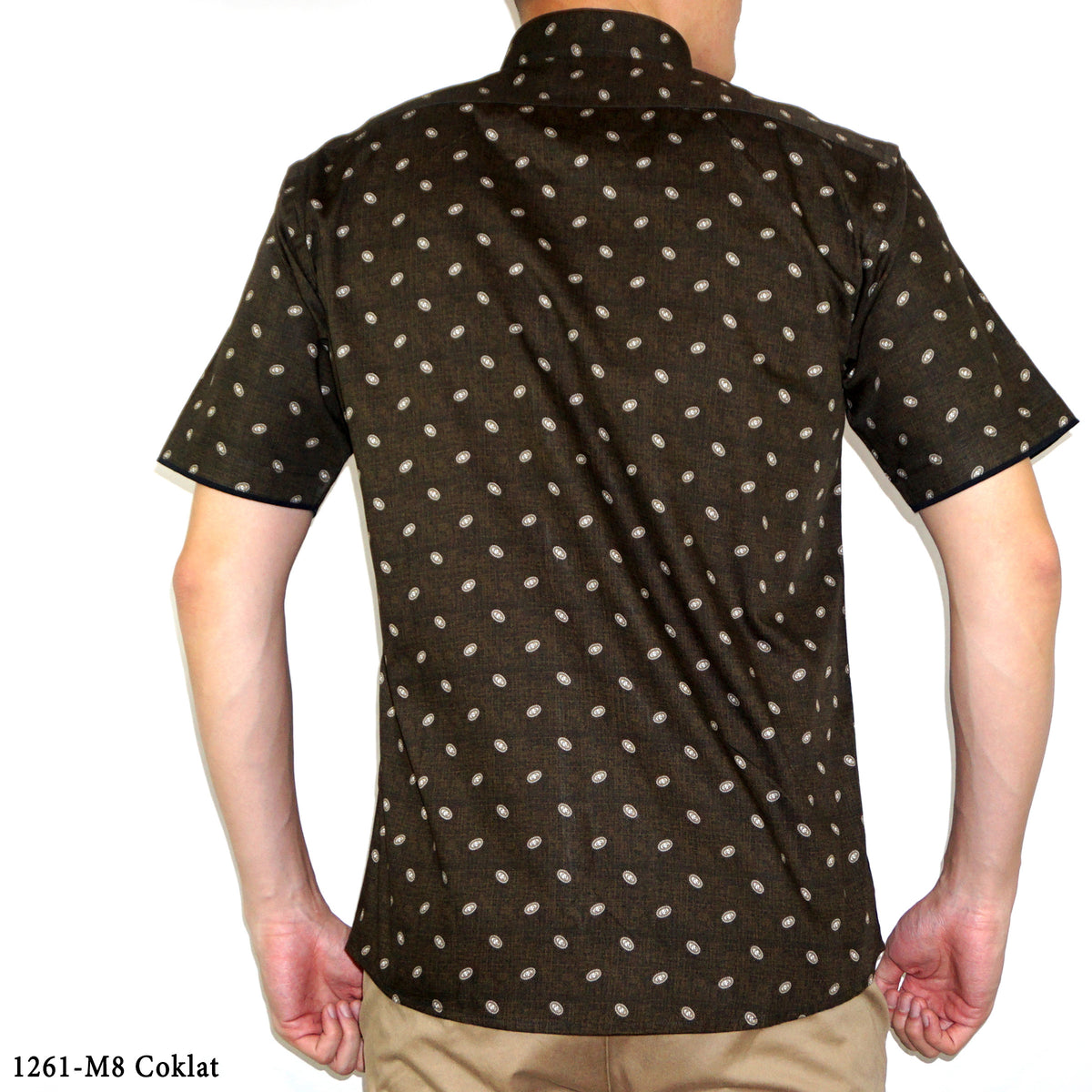 Boss SUPER Kemeja Motif Lengan Pendek Slim Fit 1261 Cokelat Biru