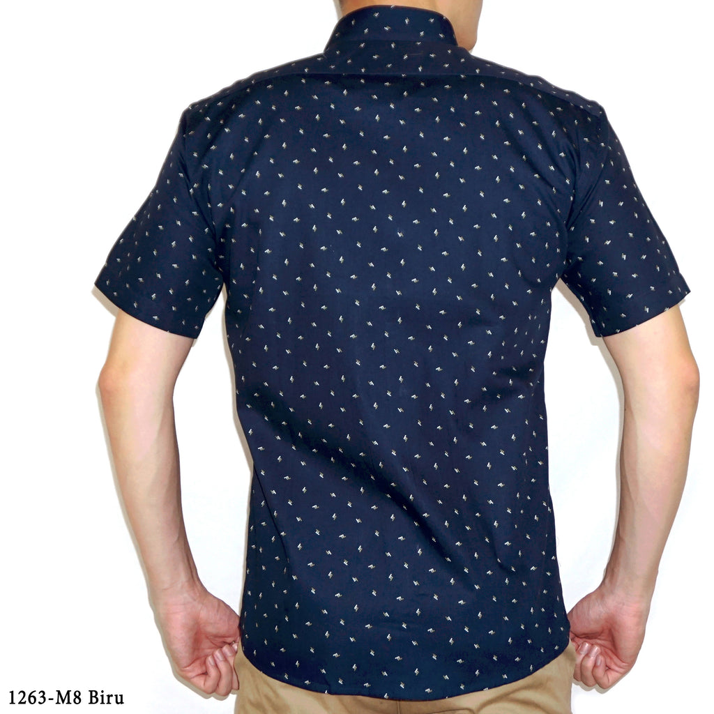 Boss SUPER Kemeja Motif Pria Lengan Pendek Slim Fit 1263