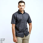 Boss SUPER Kemeja Motif Pria Lengan Pendek Slim Fit 1267