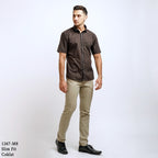 Boss SUPER Kemeja Motif Pria Lengan Pendek Slim Fit 1267