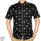 Boss SUPER Kemeja Motif Pria Lengan Pendek Regular Fit Slim Fit