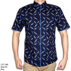 Boss SUPER Kemeja Motif Pria Lengan Pendek Regular Fit Slim Fit