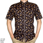 Boss SUPER Kemeja Motif Pria Lengan Pendek Regular Fit Slim Fit