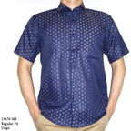 Boss SUPER Kemeja Motif Pria Lengan Pendek Regular Fit 15670 Biru Ungu