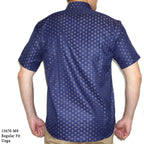 Boss SUPER Kemeja Motif Pria Lengan Pendek Regular Fit 15670 Biru Ungu