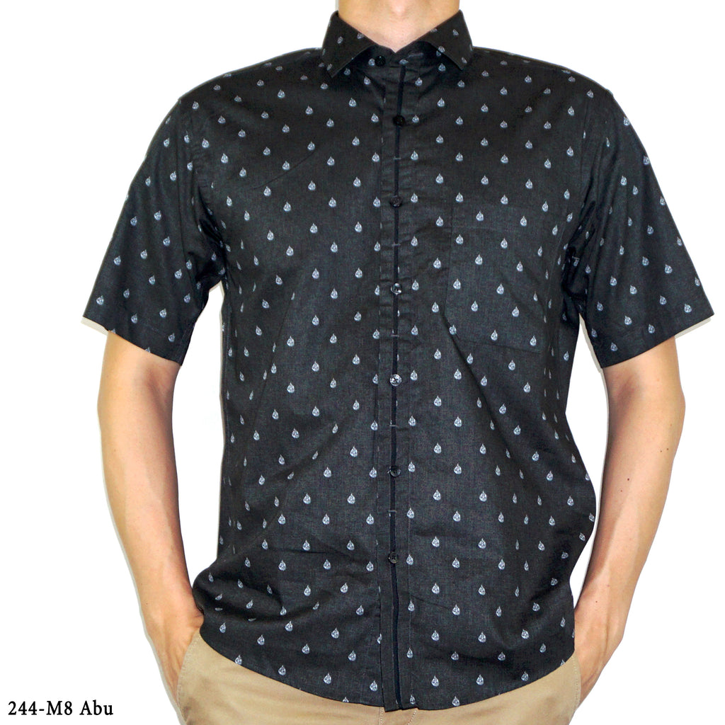 Boss SUPER Kemeja Motif Pria Lengan Pendek Regular Fit 244