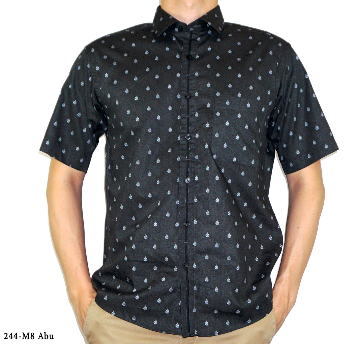 Boss SUPER Kemeja Motif Pria Lengan Pendek Regular Fit 244