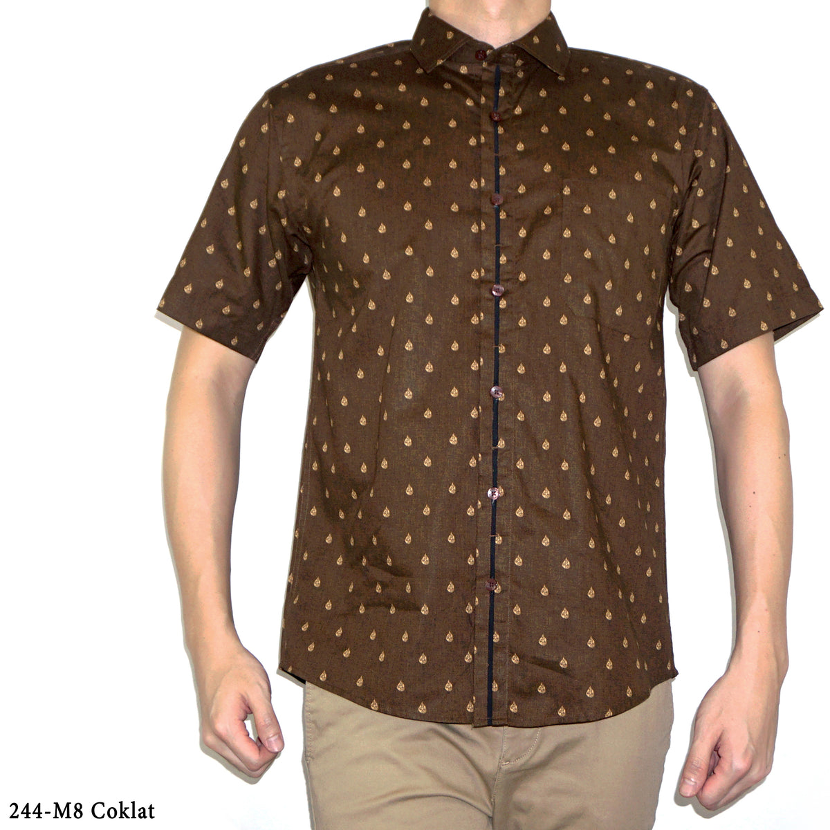 Boss SUPER Kemeja Motif Pria Lengan Pendek Regular Fit 244