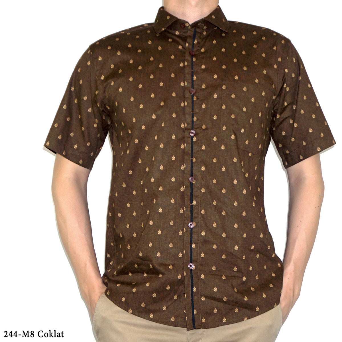 Boss SUPER Kemeja Motif Pria Lengan Pendek Regular Fit 244