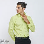 Boss SUPER - Kemeja Polos Pria Lengan Panjang Atasan Hem Kantor Cowok Regular Fit Hijau Muda Alpukat | Size 3XS - 4XL