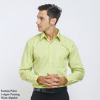Boss SUPER - Kemeja Polos Pria Lengan Panjang Atasan Hem Kantor Cowok Regular Fit Hijau Muda Alpukat | Size 3XS - 4XL
