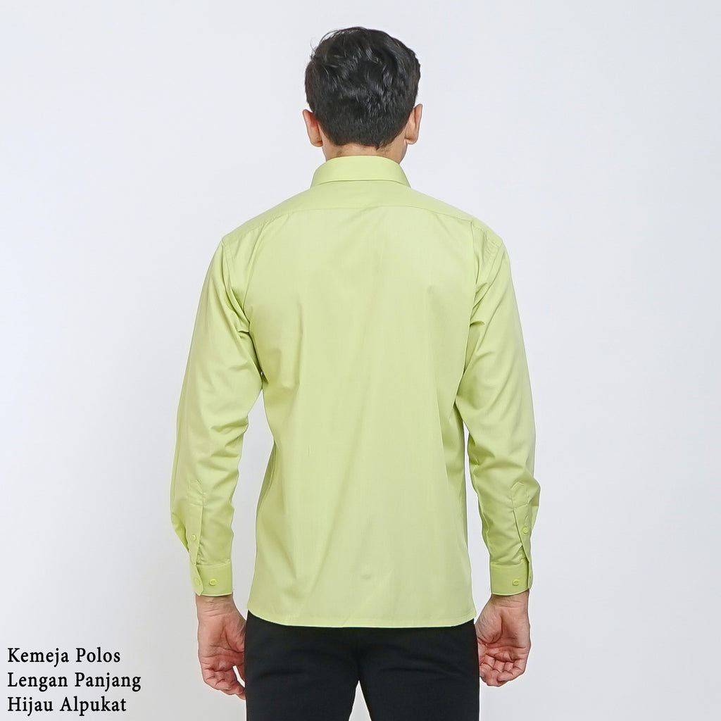 Boss SUPER - Kemeja Polos Pria Lengan Panjang Atasan Hem Kantor Cowok Regular Fit Hijau Muda Alpukat | Size 3XS - 4XL