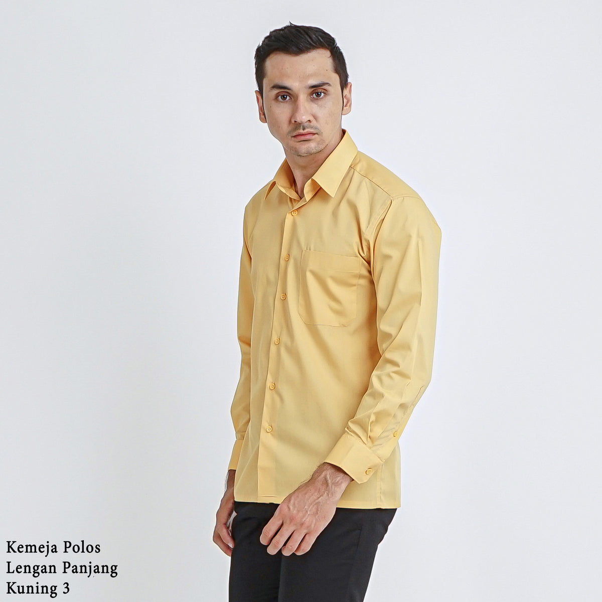 Boss SUPER Kemeja Polos Pria Lengan Panjang Regular Fit Kuning