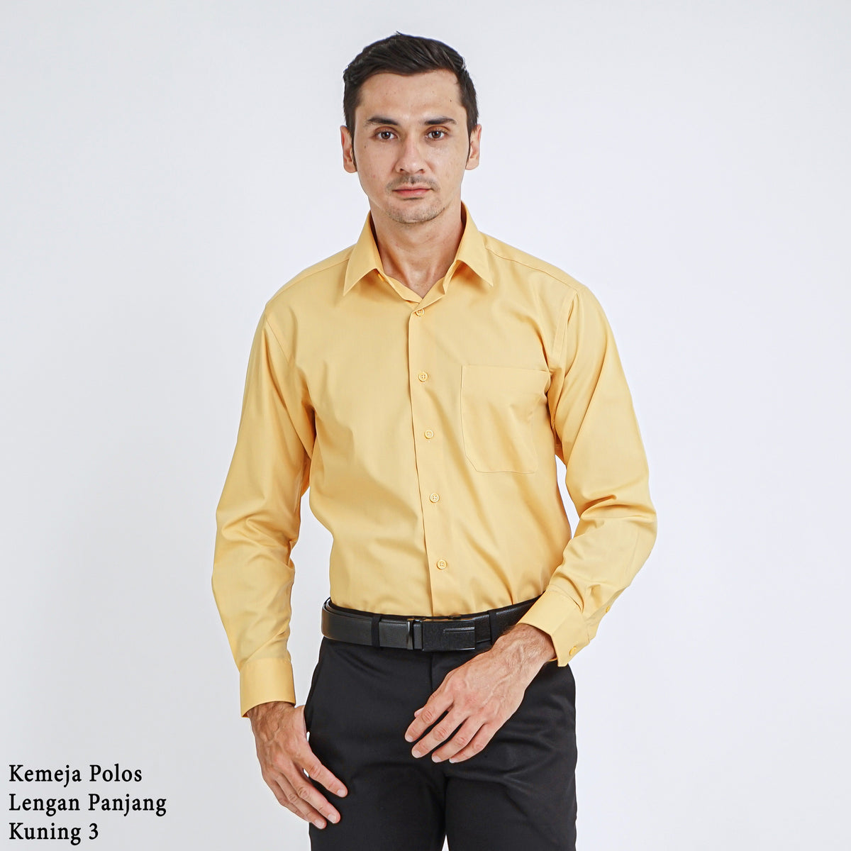 Boss SUPER Kemeja Polos Pria Lengan Panjang Regular Fit Kuning