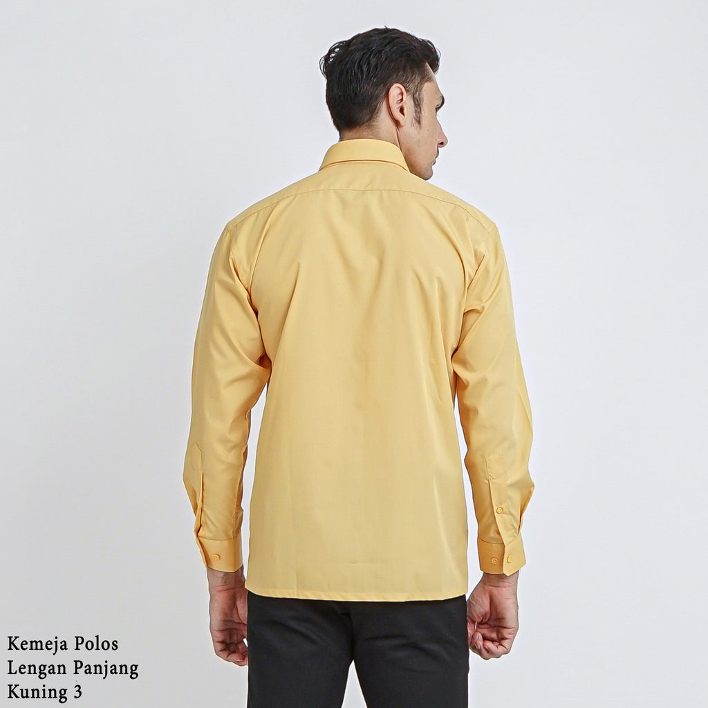 Boss SUPER Kemeja Polos Pria Lengan Panjang Regular Fit Kuning