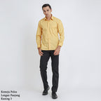 Boss SUPER Kemeja Polos Pria Lengan Panjang Regular Fit Kuning