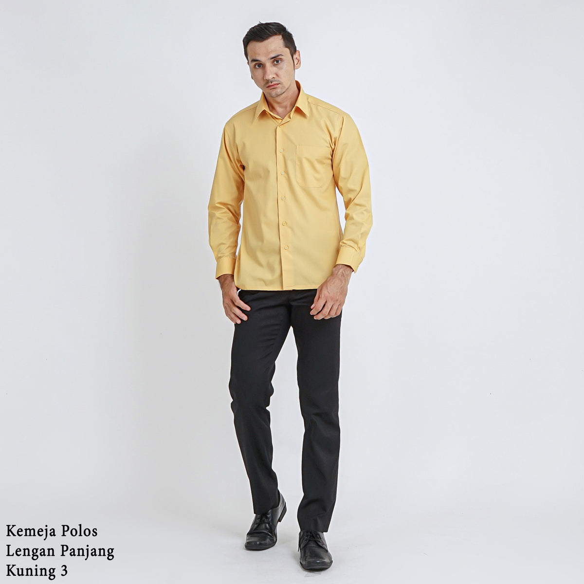 Boss SUPER Kemeja Polos Pria Lengan Panjang Regular Fit Kuning