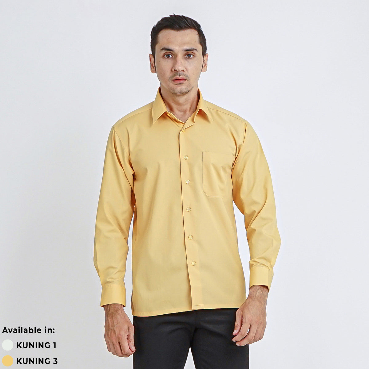 Boss SUPER Kemeja Polos Pria Lengan Panjang Regular Fit Kuning