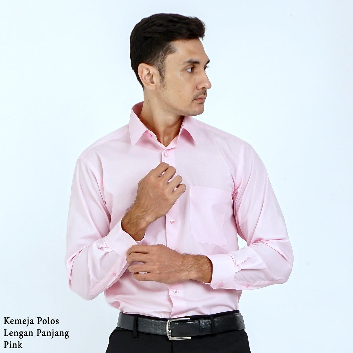 Boss SUPER Kemeja Polos Pria Lengan Panjang Regular Fit Pink