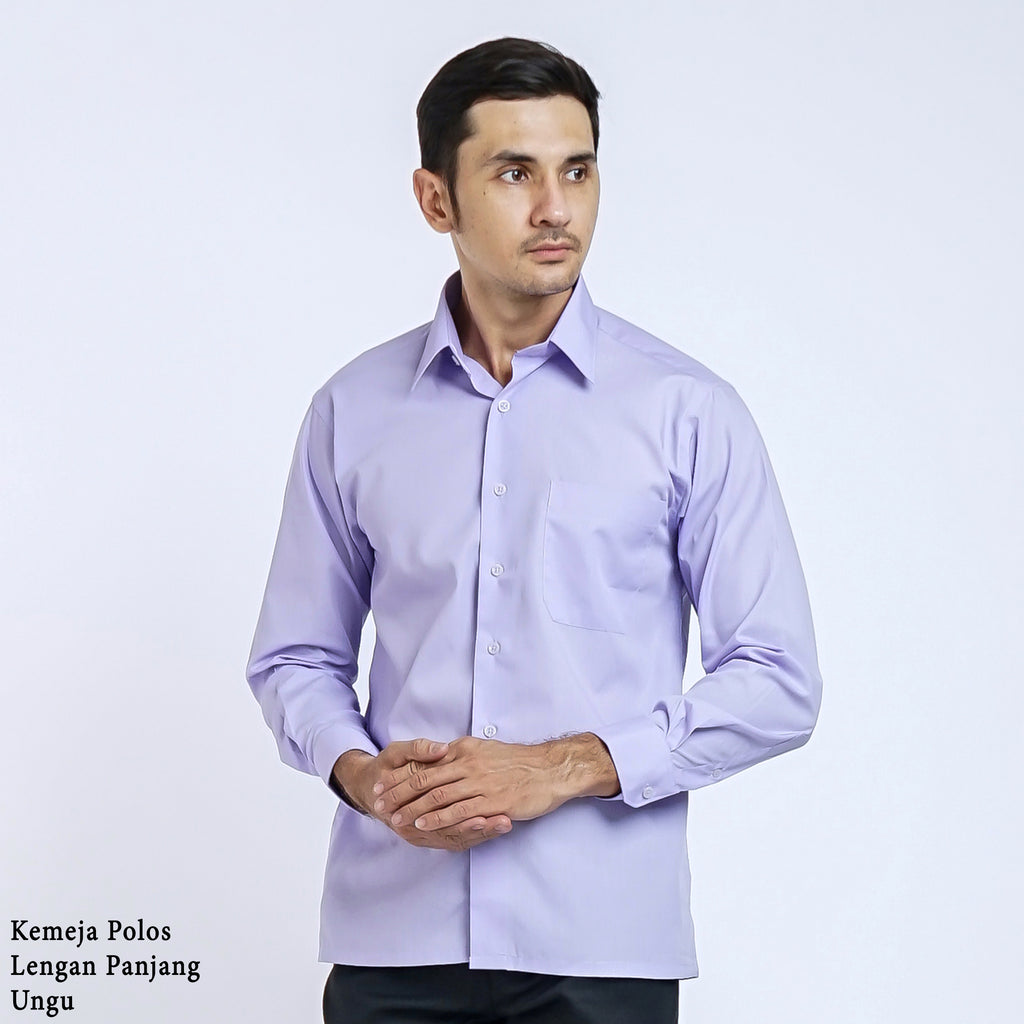 Boss SUPER Kemeja Polos Pria Lengan Panjang Regular Fit Ungu