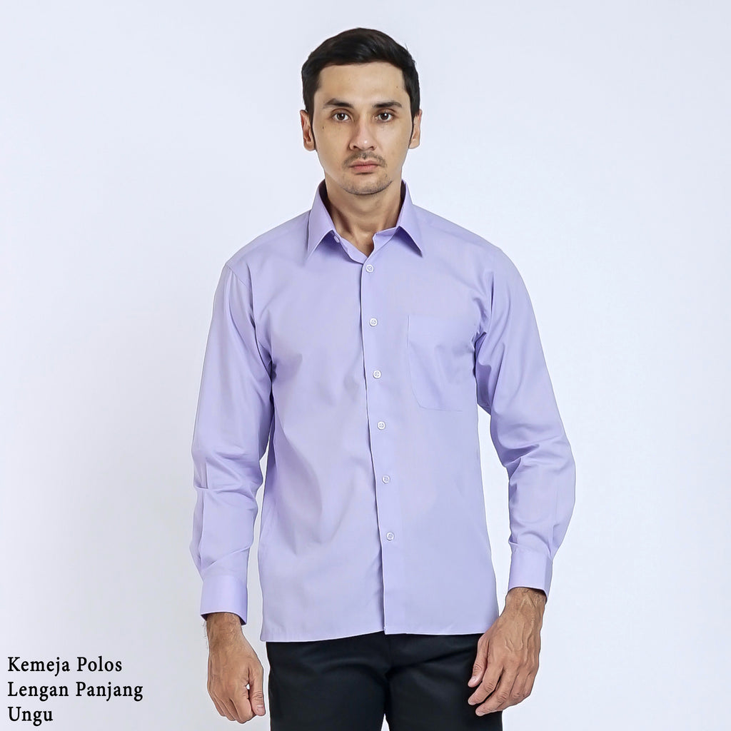 Boss SUPER Kemeja Polos Pria Lengan Panjang Regular Fit Ungu