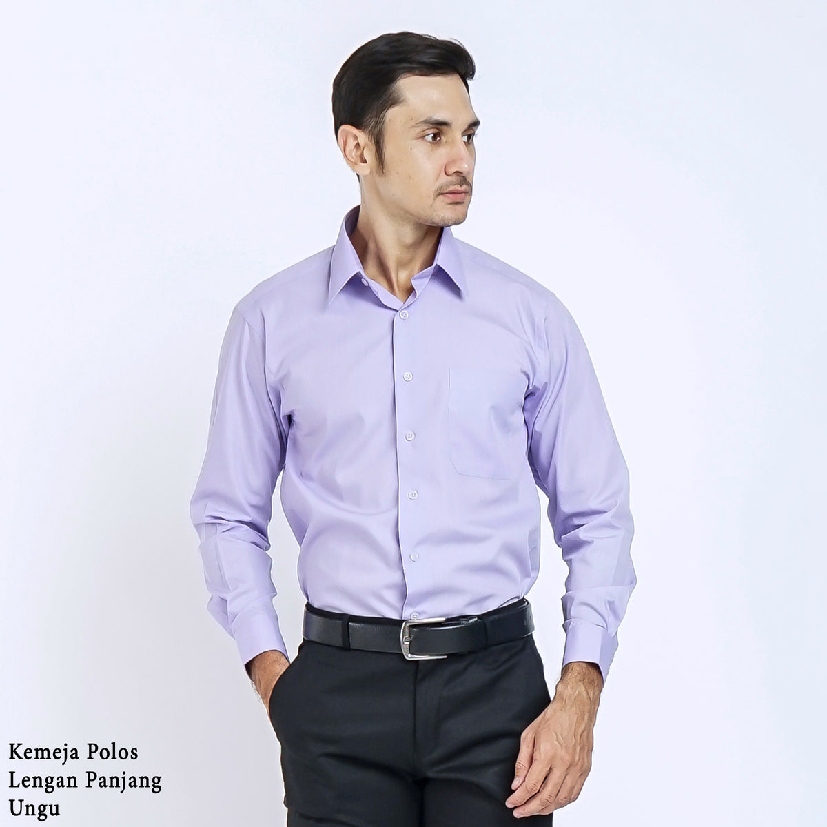 Boss SUPER Kemeja Polos Pria Lengan Panjang Regular Fit Ungu