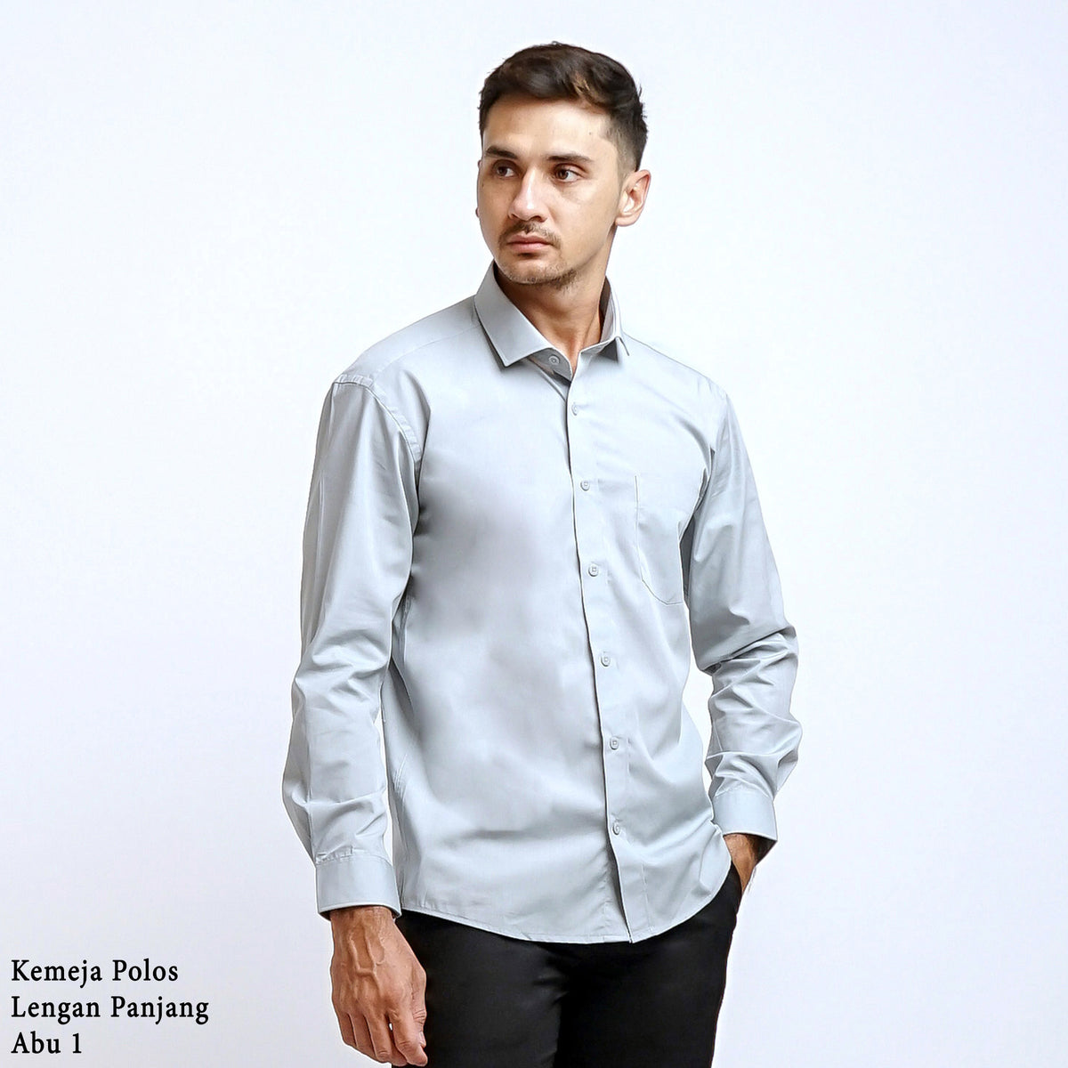 Boss SUPER Kemeja Polos Pria Lengan Panjang Slim Fit Abu 1