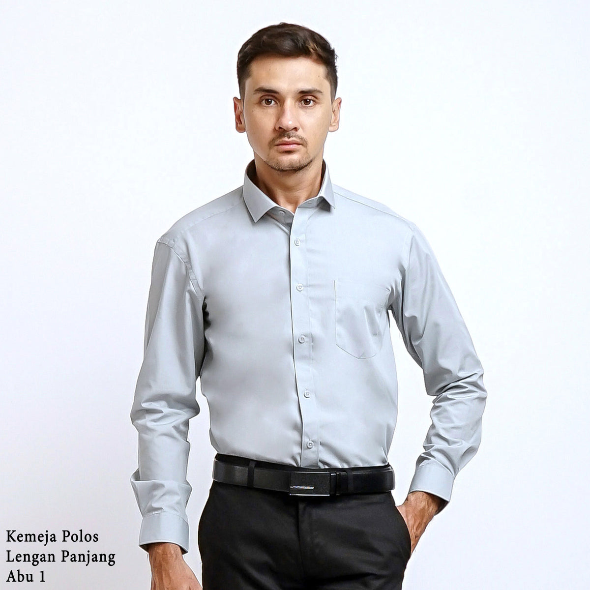 Boss SUPER Kemeja Polos Pria Lengan Panjang Slim Fit Abu 1