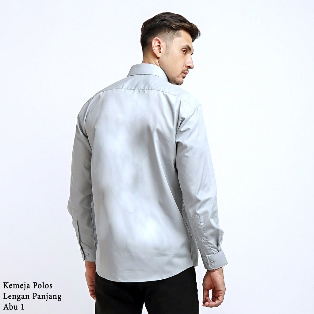 Boss SUPER Kemeja Polos Pria Lengan Panjang Regular Fit Abu