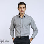 Boss SUPER Kemeja Polos Pria Lengan Panjang Regular Fit Abu