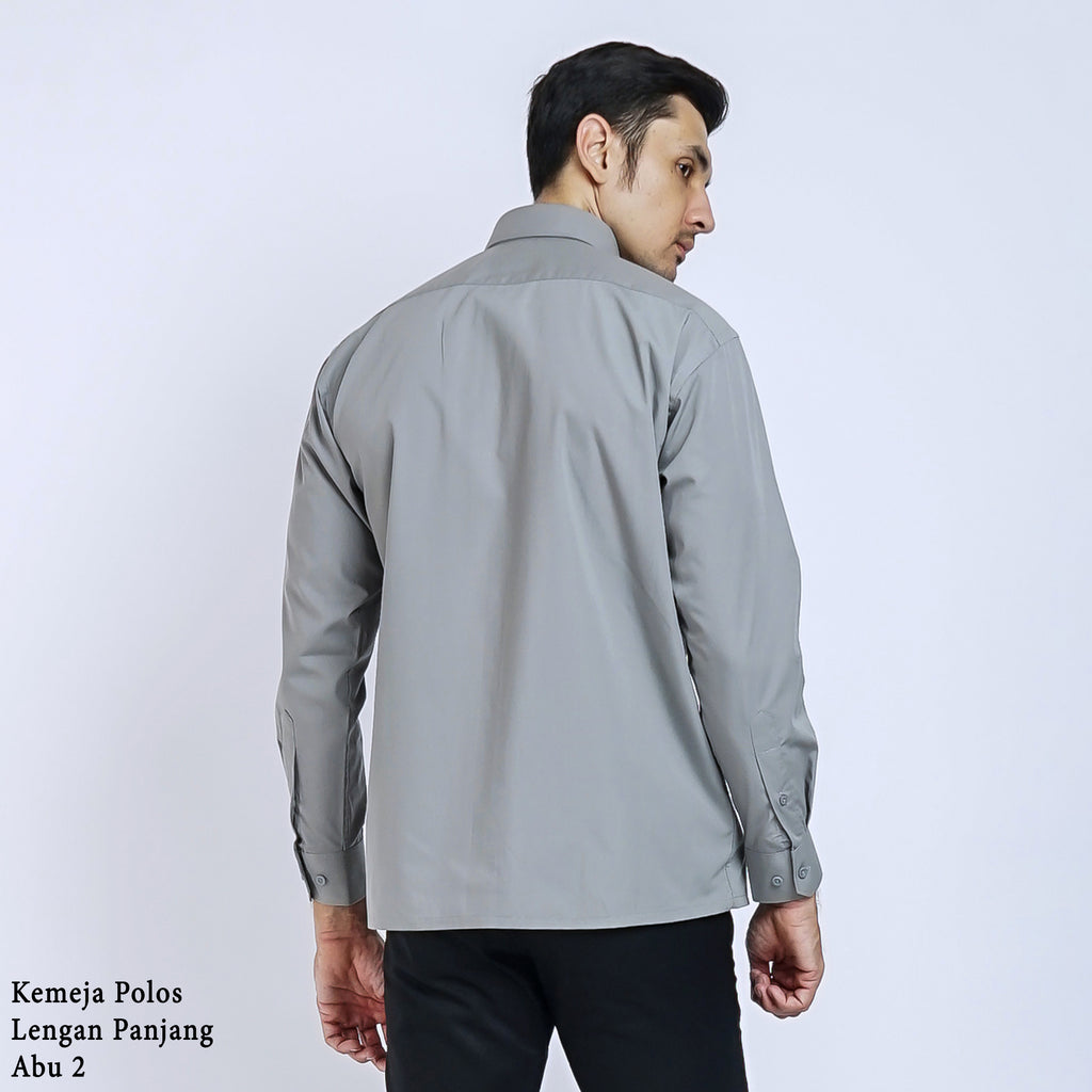 Boss SUPER Kemeja Polos Pria Lengan Panjang Regular Fit Abu