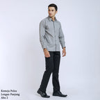 Boss SUPER Kemeja Polos Pria Lengan Panjang Regular Fit Abu