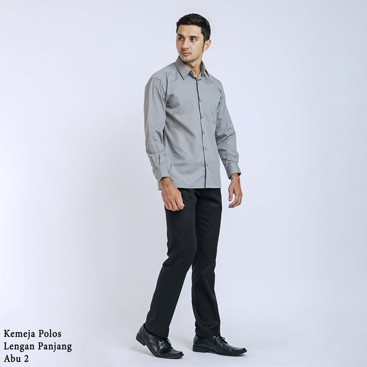 Boss SUPER Kemeja Polos Pria Lengan Panjang Regular Fit Abu